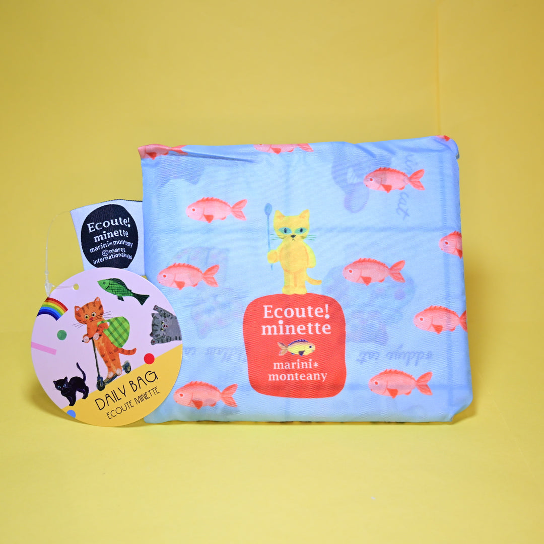 marcs* Ecoute!minette marini＊monteany Eco Foldable Reusable Bag (Blue and White)