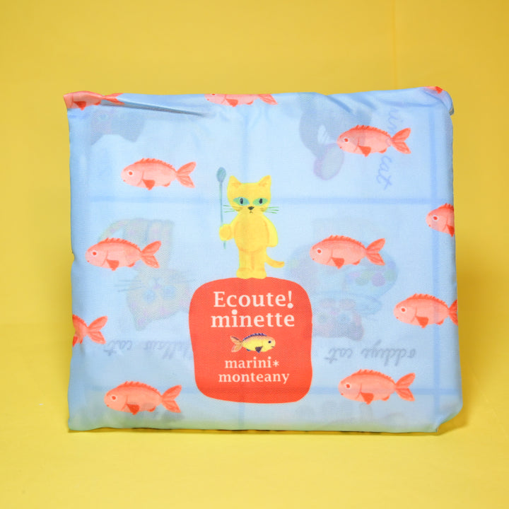 marcs* Ecoute!minette marini＊monteany Eco Foldable Reusable Bag (Blue and White)
