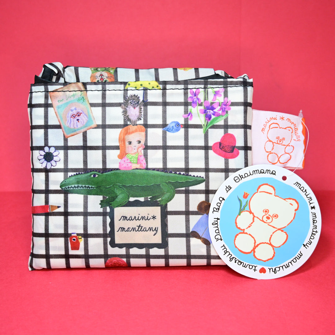 marcs* Ecoute!minette marini＊monteany Eco Foldable Reusable Bag (Black and White)
