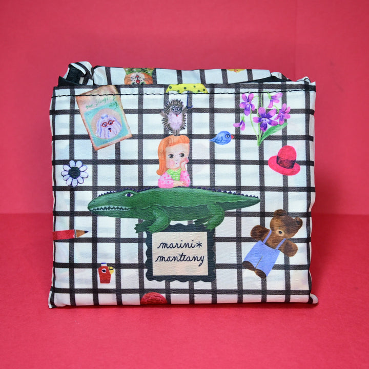 marcs* Ecoute!minette marini＊monteany Eco Foldable Reusable Bag (Black and White)