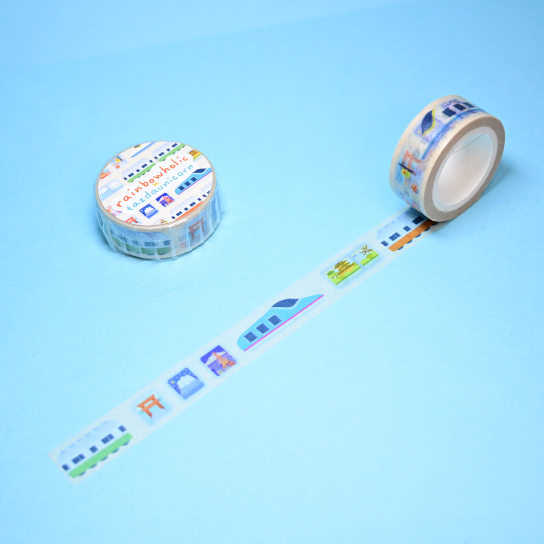 (MT128) Original Rainbowholic x Tazdaunicorn Train Window Washi Tape