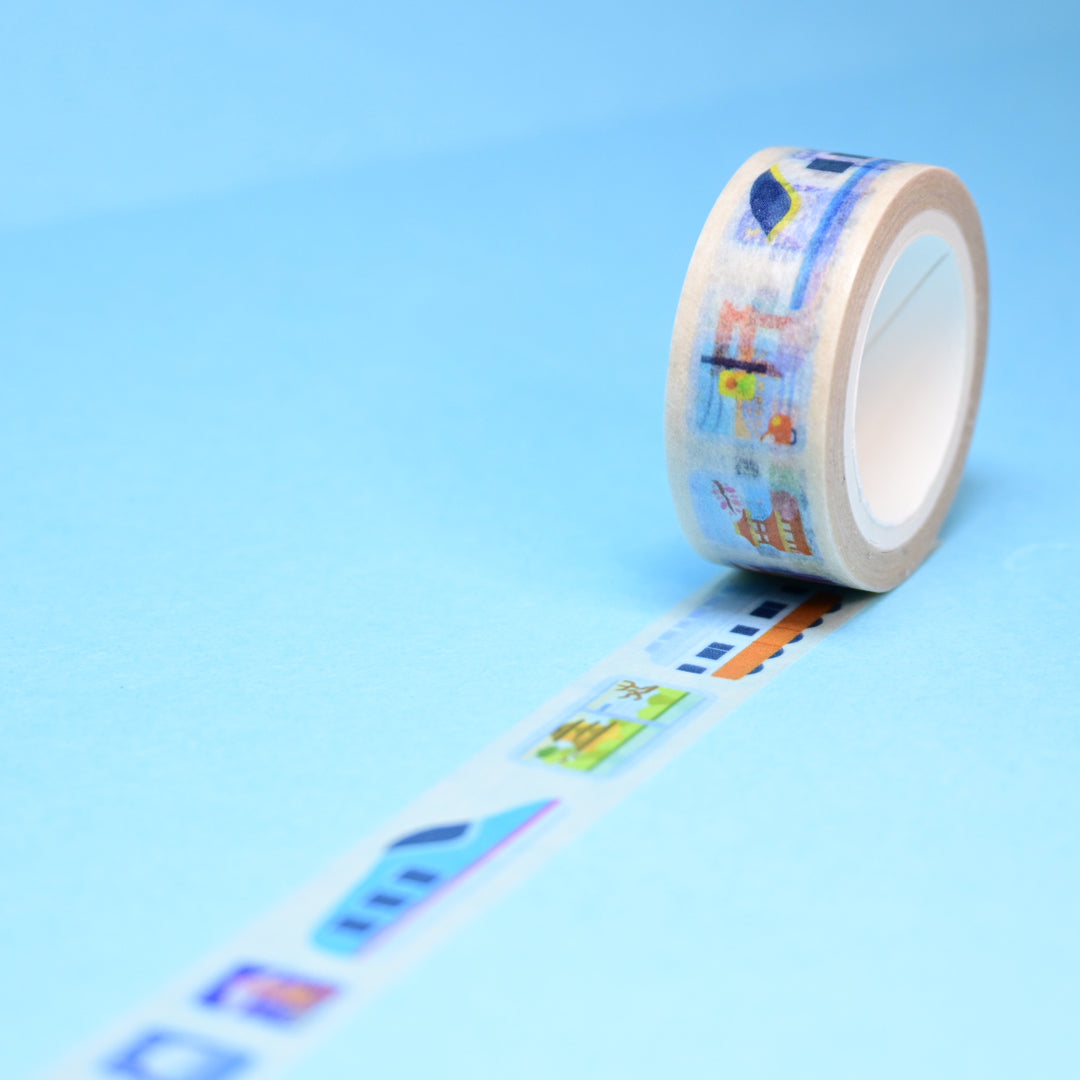 (MT128) Original Rainbowholic x Tazdaunicorn Train Window Washi Tape