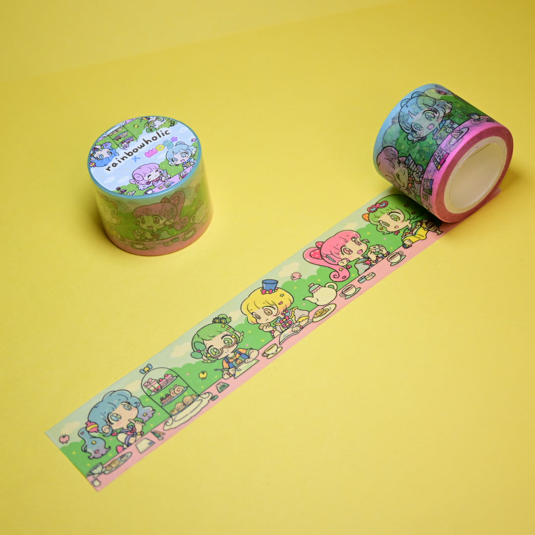 (MT099) Rainbowholic x mog Stationery Tea Party 3cm Washi Tape