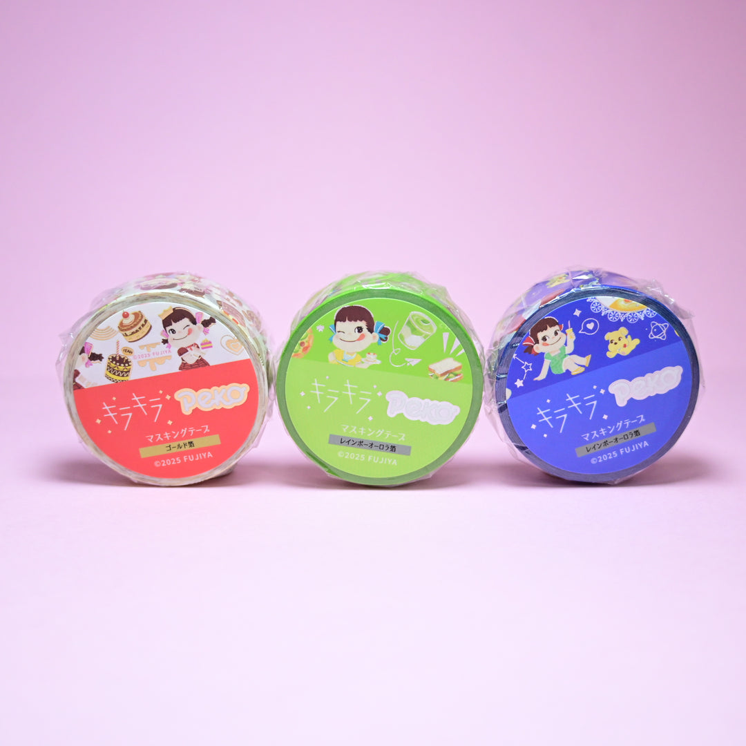 World Craft Kira Kira Peko Colorful Masking Tape Set (3 pcs.)
