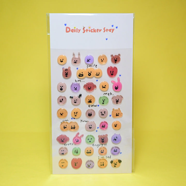 Bonito Daily Sticker Stay 3D Animal Blobs Sticker Sheet