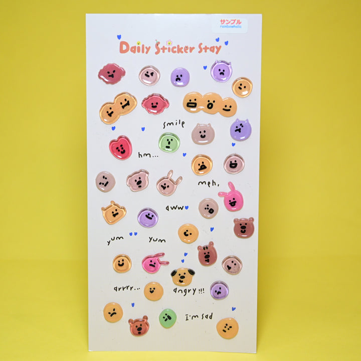 Bonito Daily Sticker Stay 3D Animal Blobs Sticker Sheet