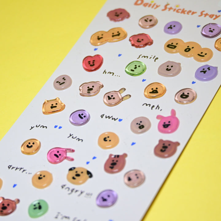 Bonito Daily Sticker Stay 3D Animal Blobs Sticker Sheet