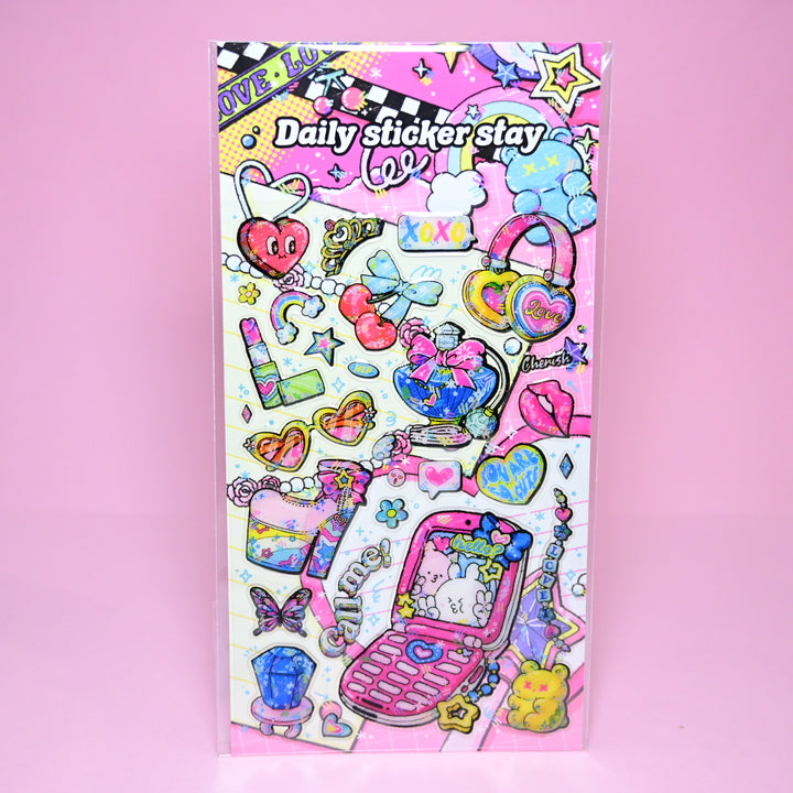 Bonito Daily Sticker Stay 3D Retro Style Y2K Sticker Sheet