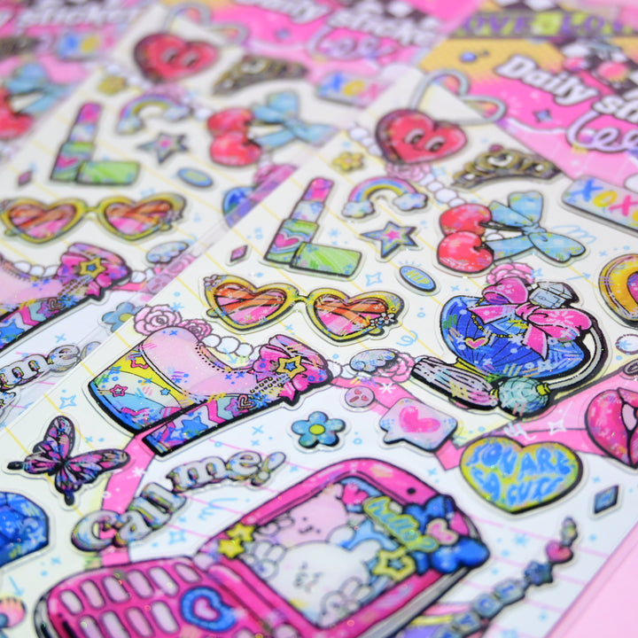 Bonito Daily Sticker Stay 3D Retro Style Y2K Sticker Sheet