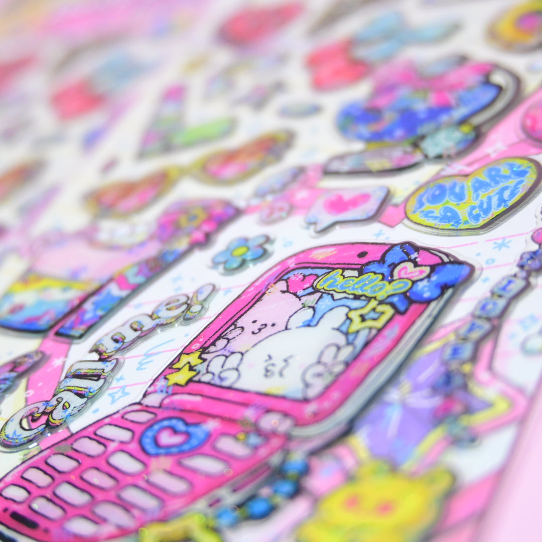 Bonito Daily Sticker Stay 3D Retro Style Y2K Sticker Sheet