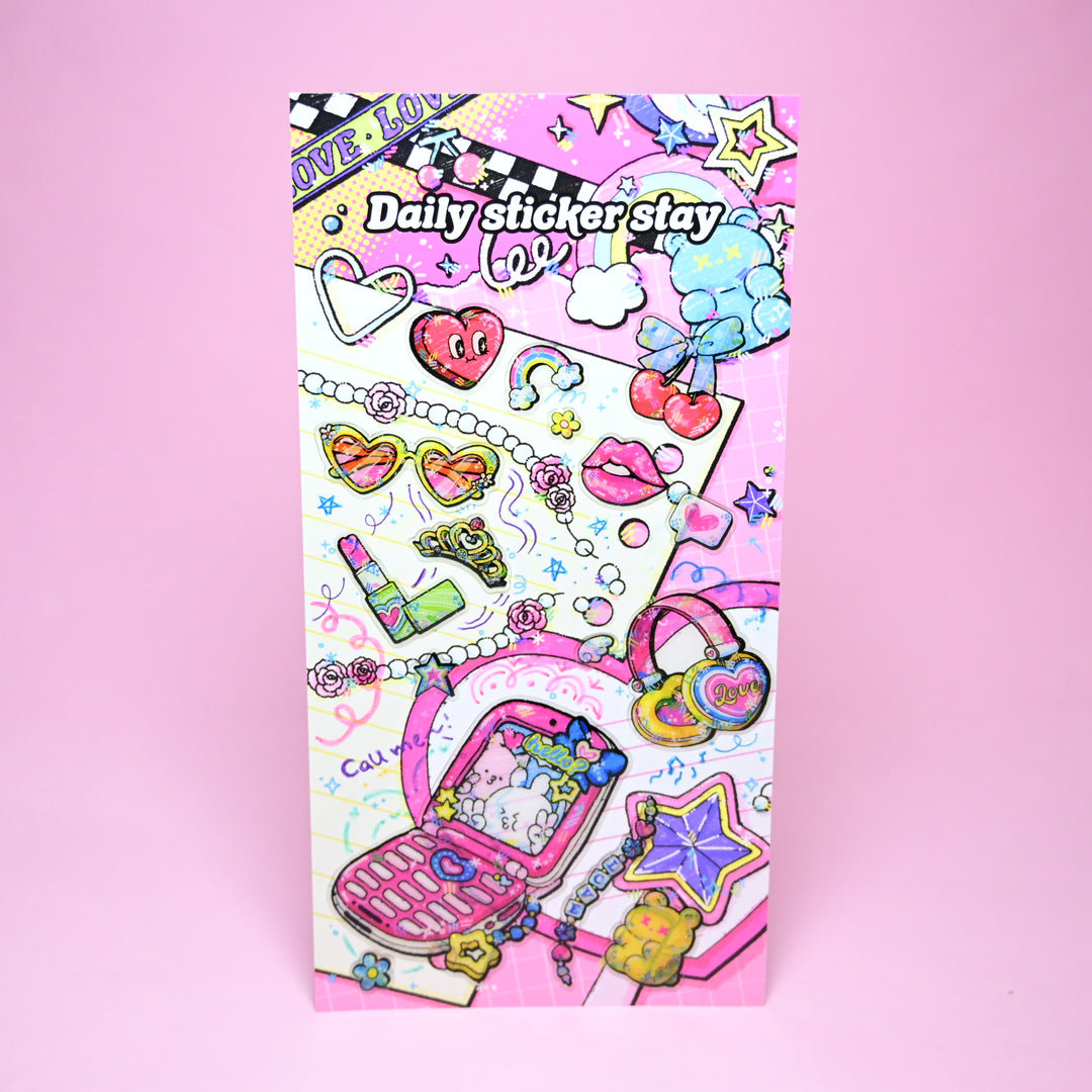 Bonito Daily Sticker Stay 3D Retro Style Y2K Sticker Sheet