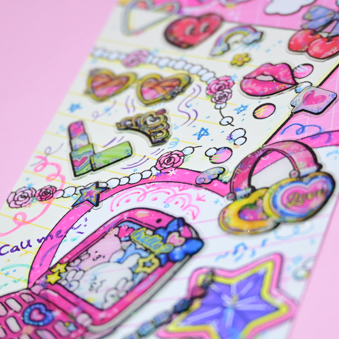 Bonito Daily Sticker Stay 3D Retro Style Y2K Sticker Sheet