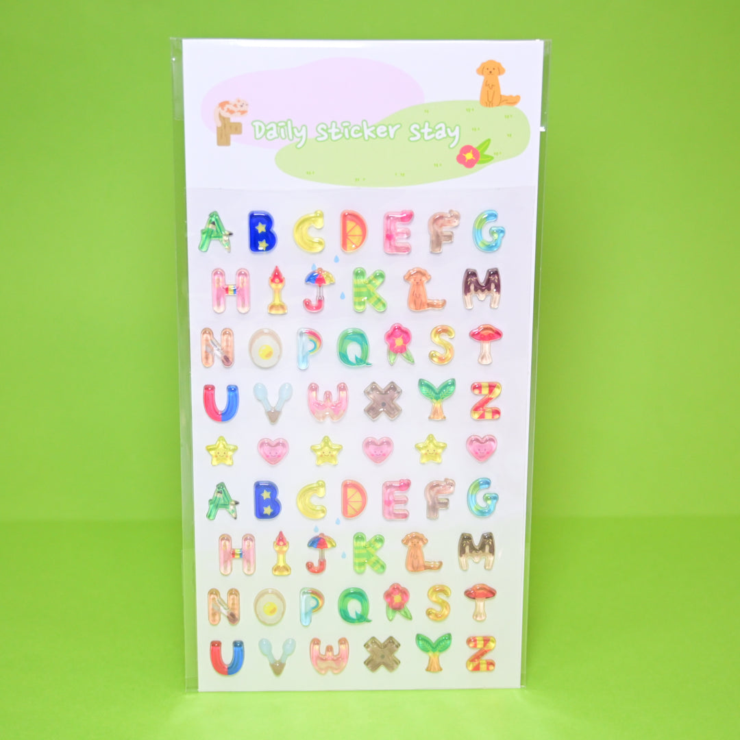 Bonito Daily Sticker Stay 3D Alphabet Sticker Sheet