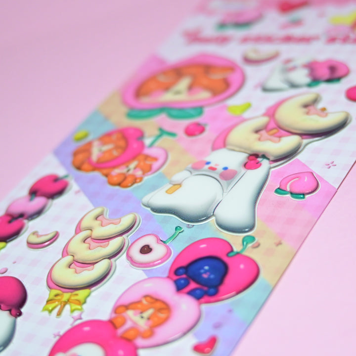 Bonito Daily Sticker Stay Squishy 3D Cute Animals Fruit Sticker Sheet
