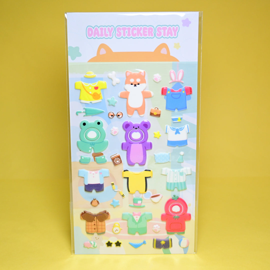 Bonito Daily Sticker Stay Squishy 3D Dog Dress Up Sticker Sheet