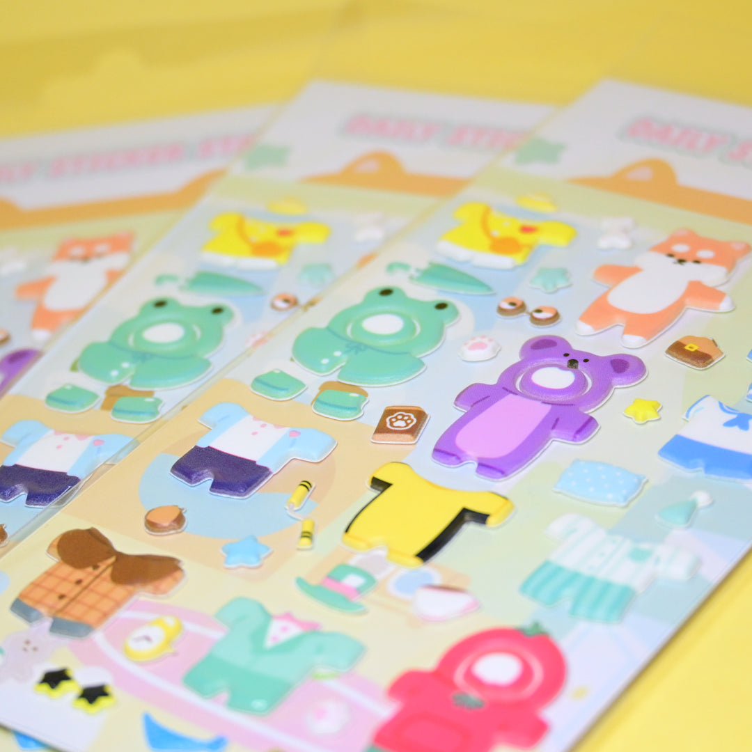 Bonito Daily Sticker Stay Squishy 3D Dog Dress Up Sticker Sheet