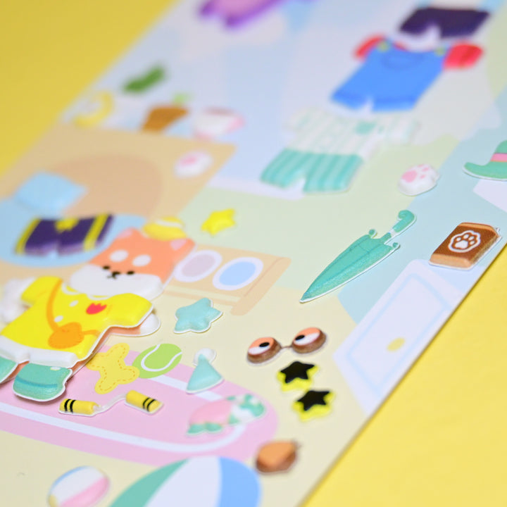 Bonito Daily Sticker Stay Squishy 3D Dog Dress Up Sticker Sheet