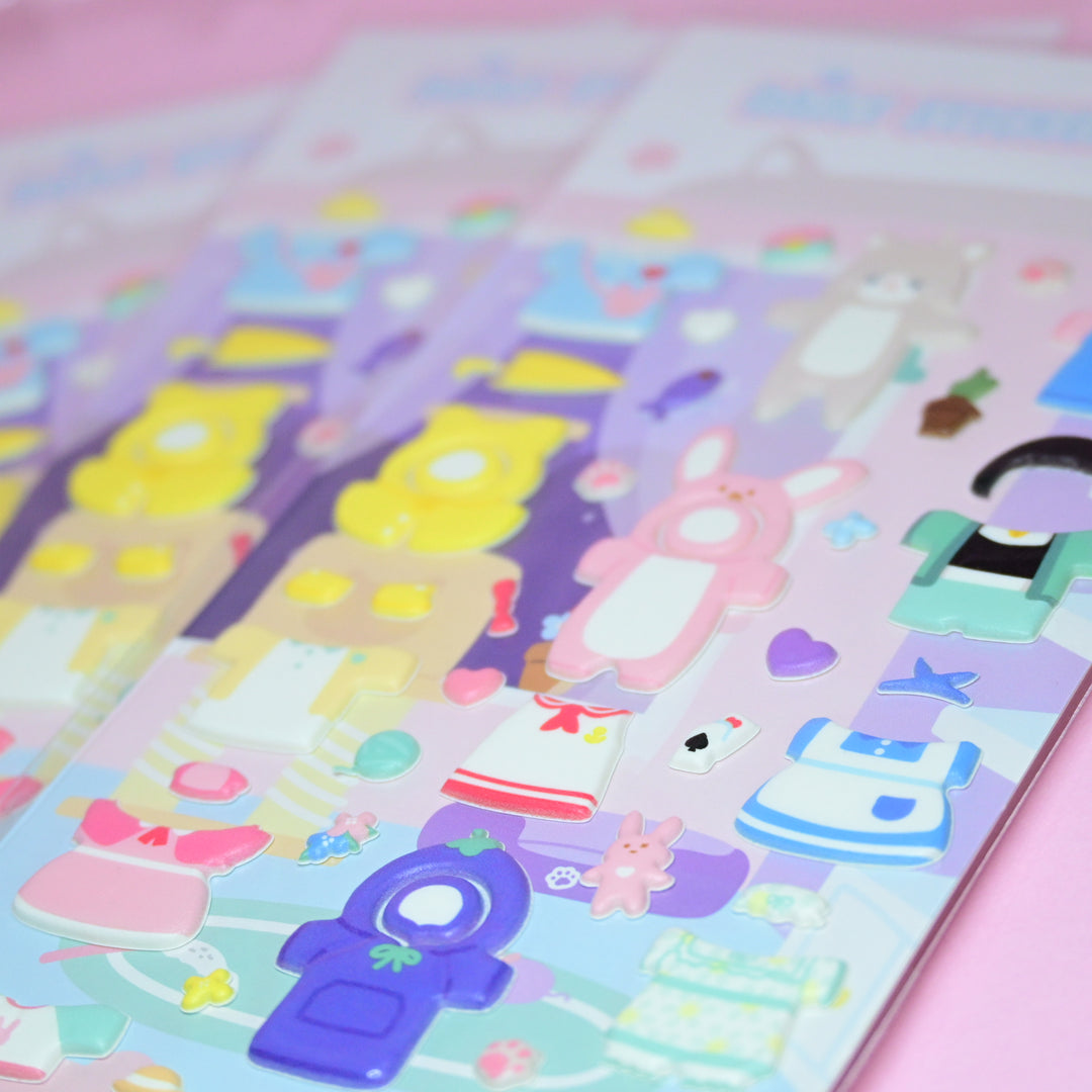 Bonito Daily Sticker Stay Squishy 3D Cat Dress Up Sticker Sheet