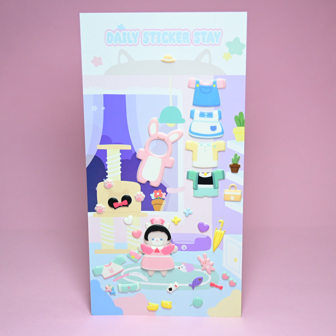 Bonito Daily Sticker Stay Squishy 3D Cat Dress Up Sticker Sheet
