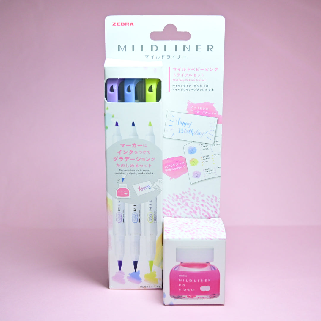 Zebra Mildliner no Moto Dual Color Brush Pens Pink Ink
