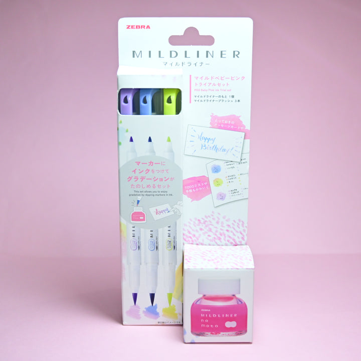 Zebra Mildliner no Moto Dual Color Brush Pens Pink Ink