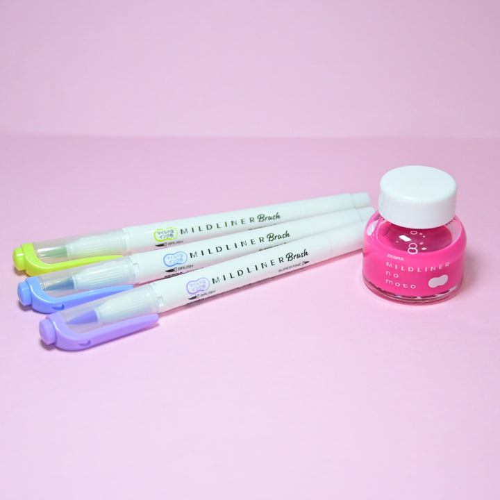 Zebra Mildliner no Moto Dual Color Brush Pens Pink Ink