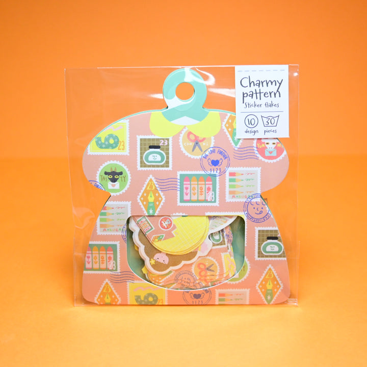 World Craft Charmy Pattern Flake Seal Black Post Stamp