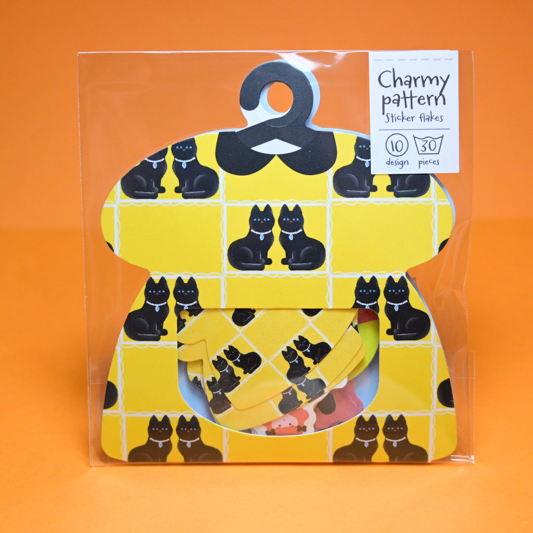 World Craft Charmy Pattern Flake Seal Black Cat