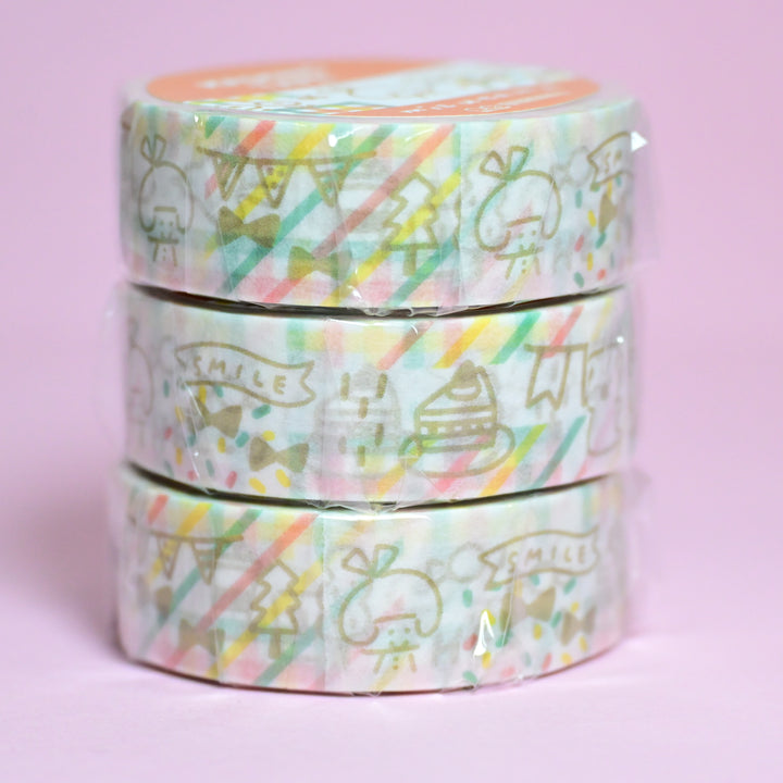sun-star mizutama Colorful Doodles Red Masking Tape