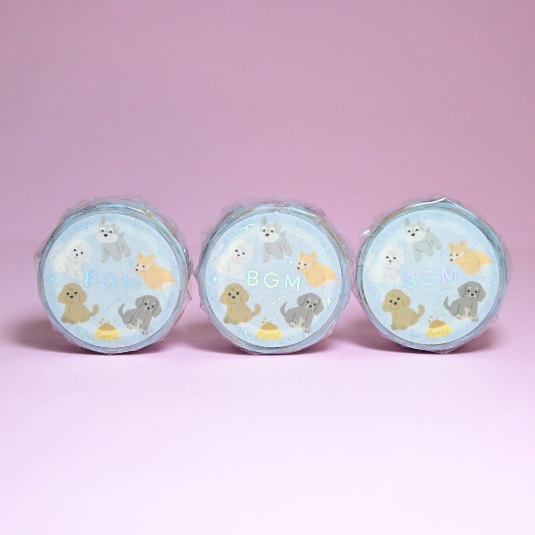 BGM Cute Puppy Dog Light Blue Masking Tape