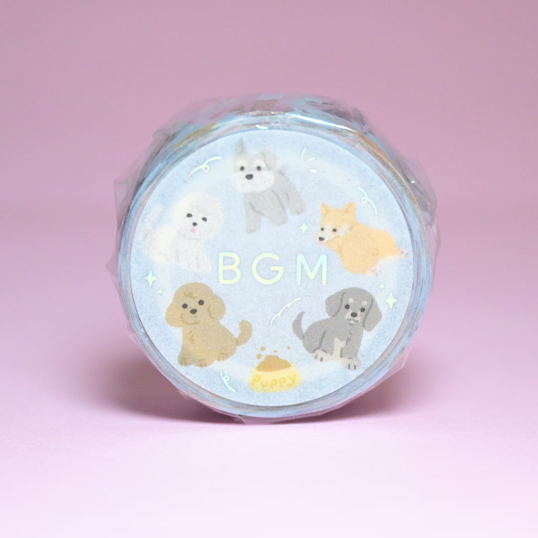 BGM Cute Puppy Dog Light Blue Masking Tape