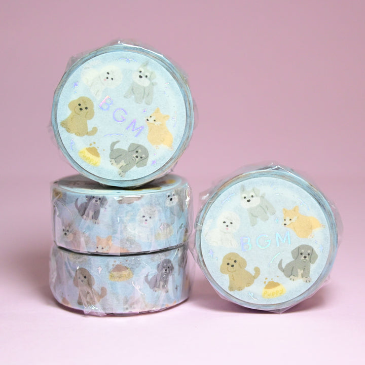 BGM Cute Puppy Dog Light Blue Masking Tape