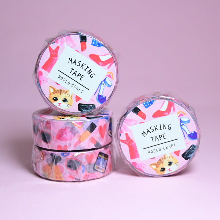 World Craft Fashion Makeup Pink Masking Tape