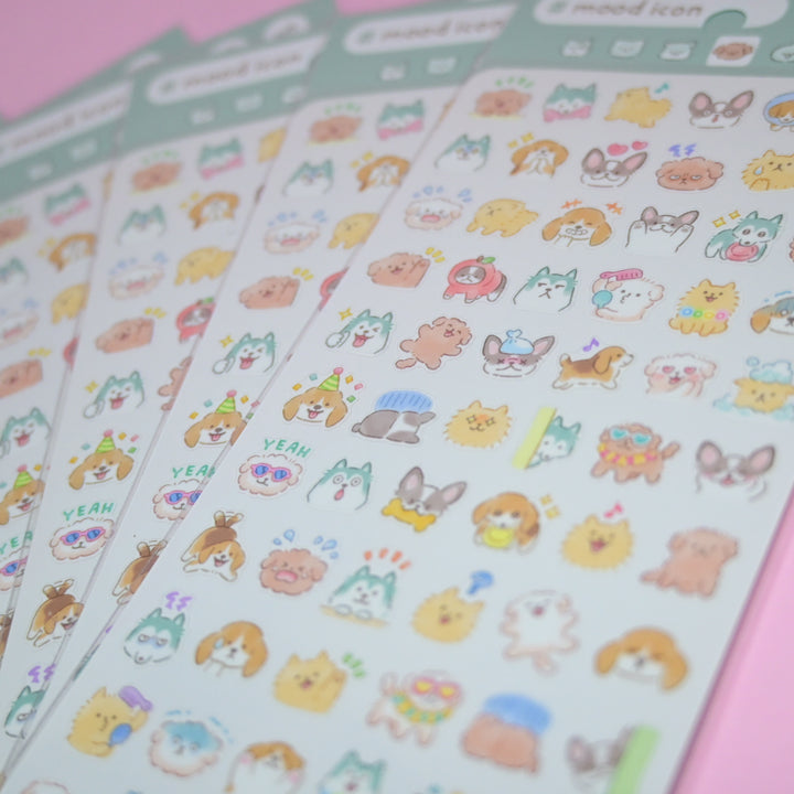 MINDWAVE #mood icon Emoji Dogs Sticker Sheet