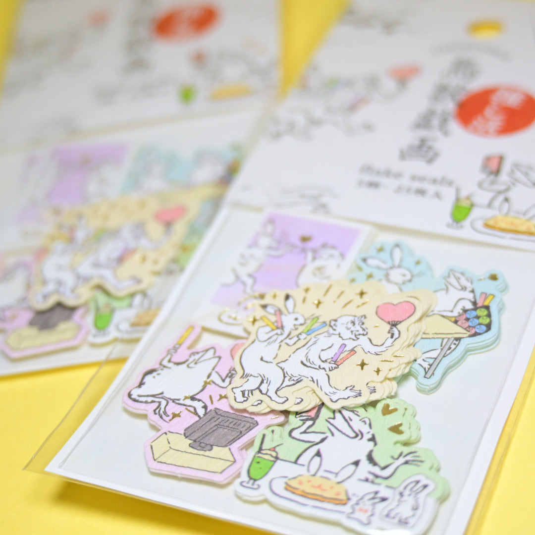 Chojugiga Oshikatsu Toad and Rabbit Pastel Flake Seal