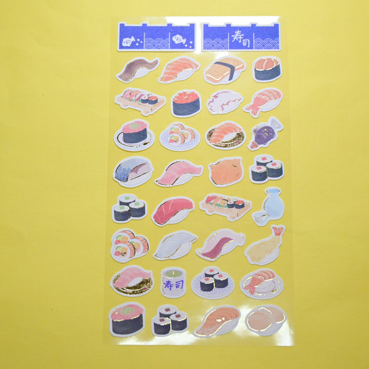 NB Sushi with Gold Foil Details Sticker Sheet