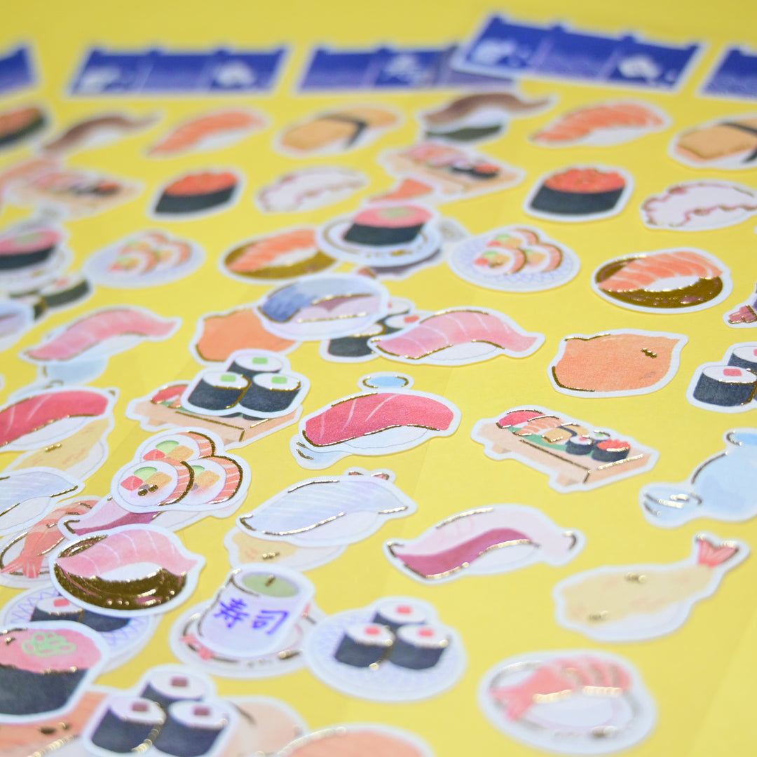 NB Sushi with Gold Foil Details Sticker Sheet
