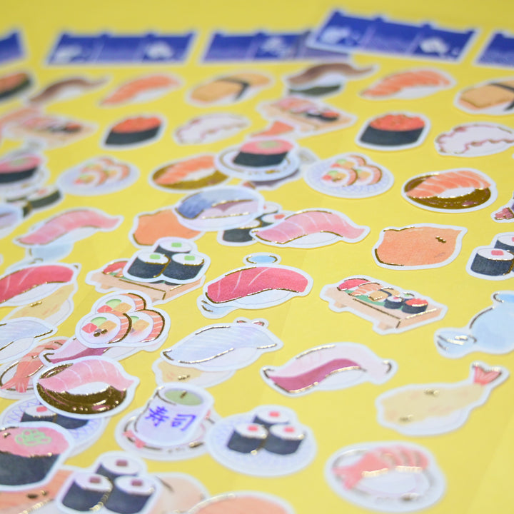 NB Sushi with Gold Foil Details Sticker Sheet