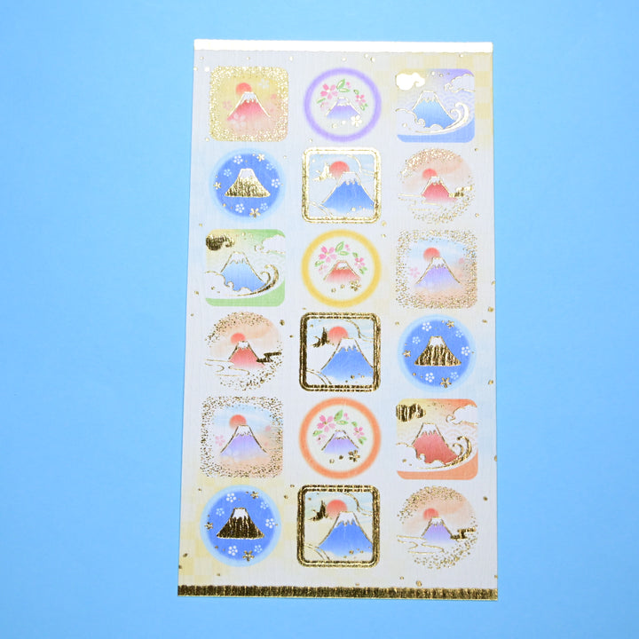 NB Mt. Fuji Textured Gold Foil Details Sticker Sheet