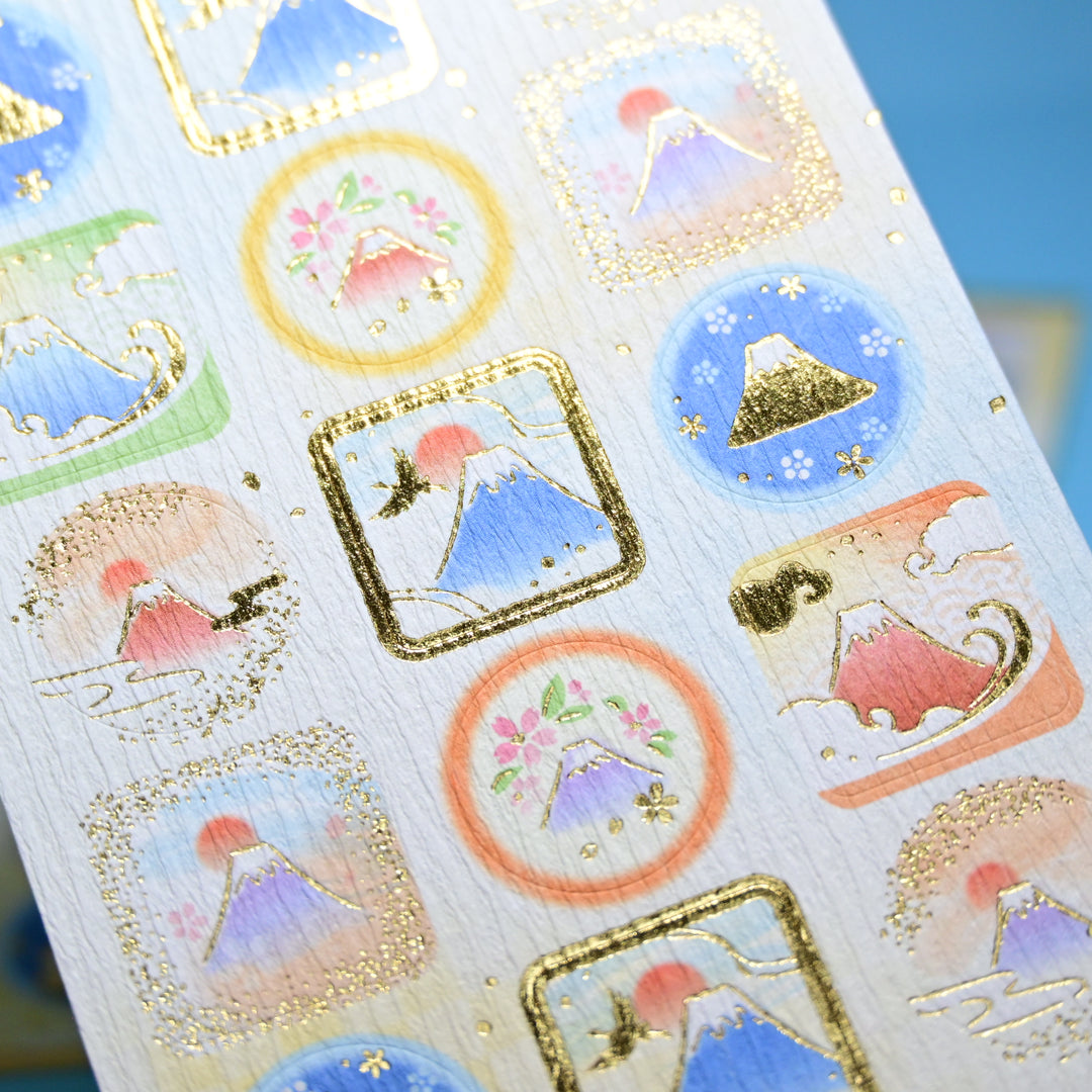 NB Mt. Fuji Textured Gold Foil Details Sticker Sheet