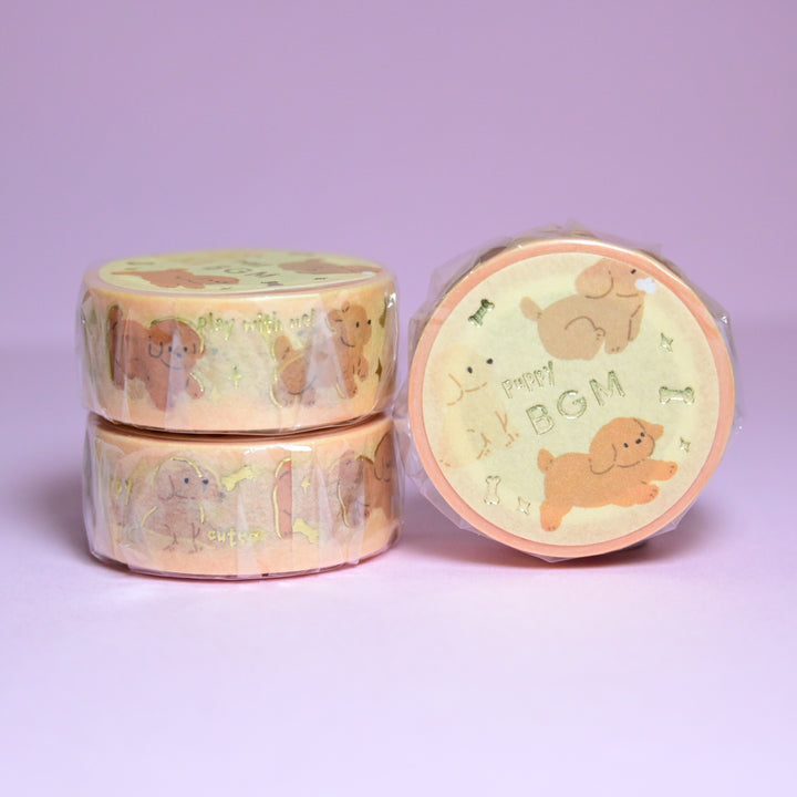 BGM Cute Puppy Orange Masking Tape