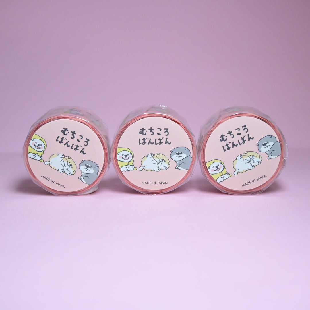 MINDWAVE Muchikorobanban Chubby Shiba Dog Cute Pink Masking Tape
