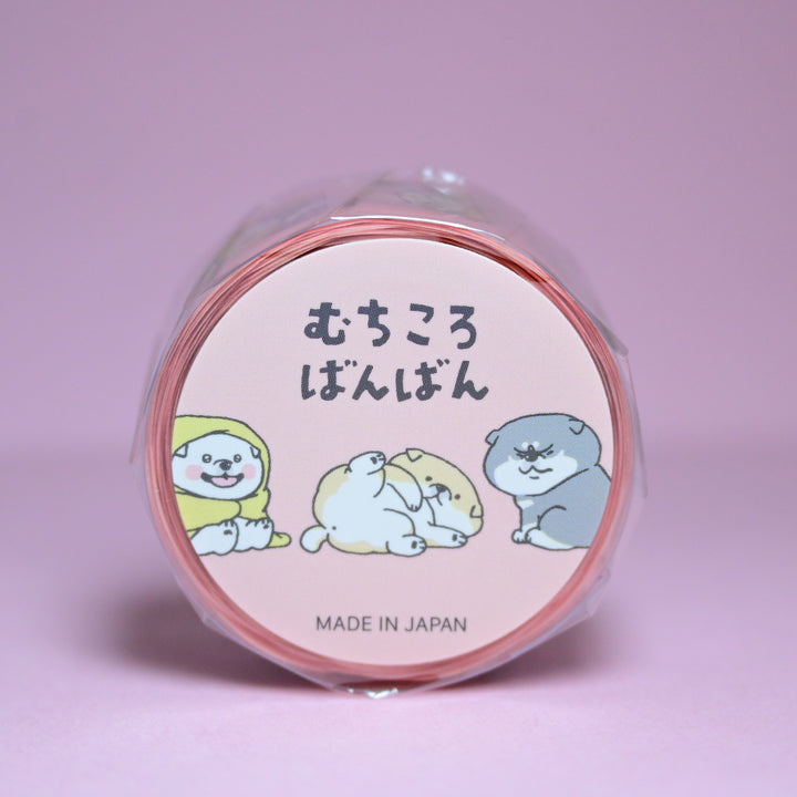 MINDWAVE Muchikorobanban Chubby Shiba Dog Cute Pink Masking Tape