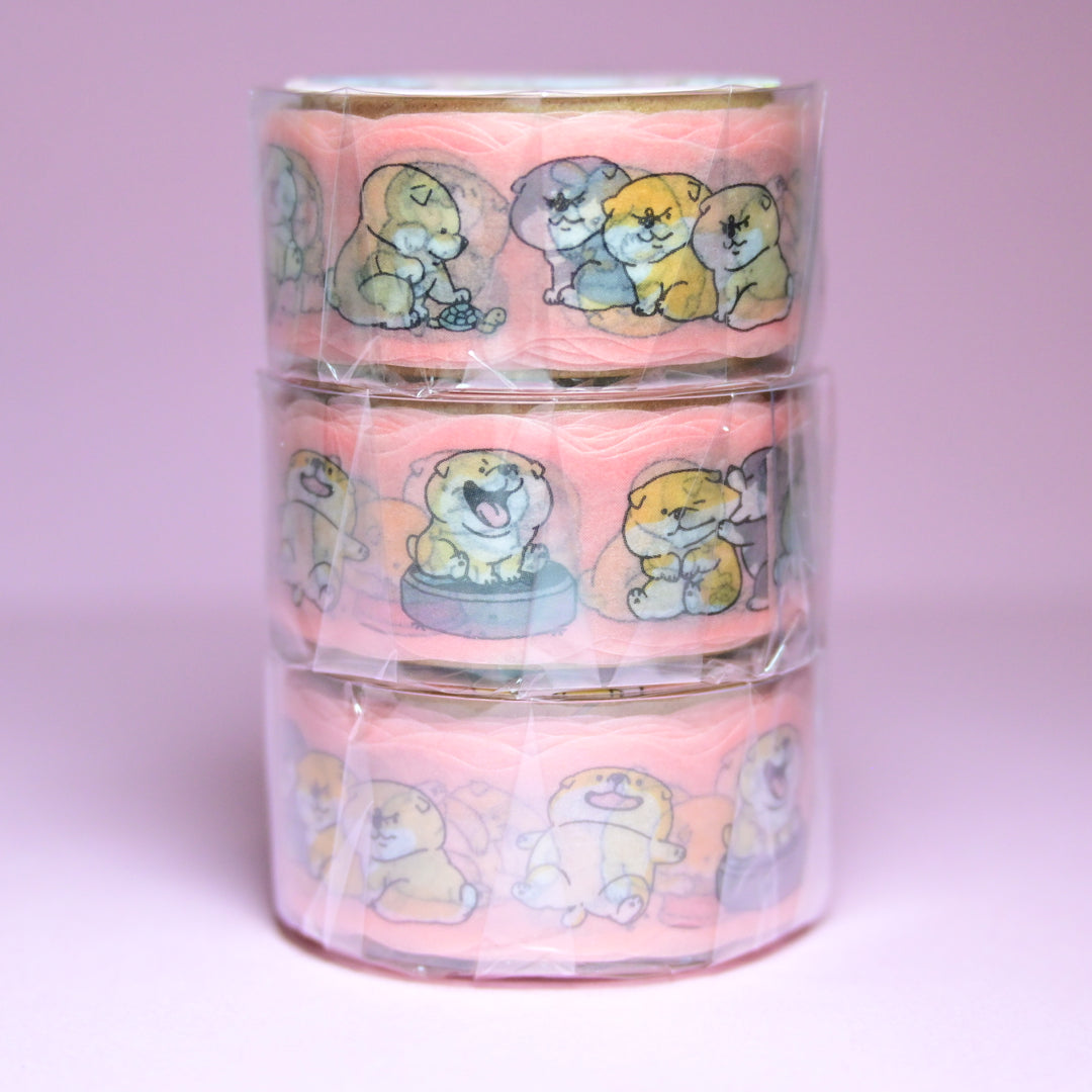 MINDWAVE Muchikorobanban Chubby Shiba Dog Cute Pink Masking Tape