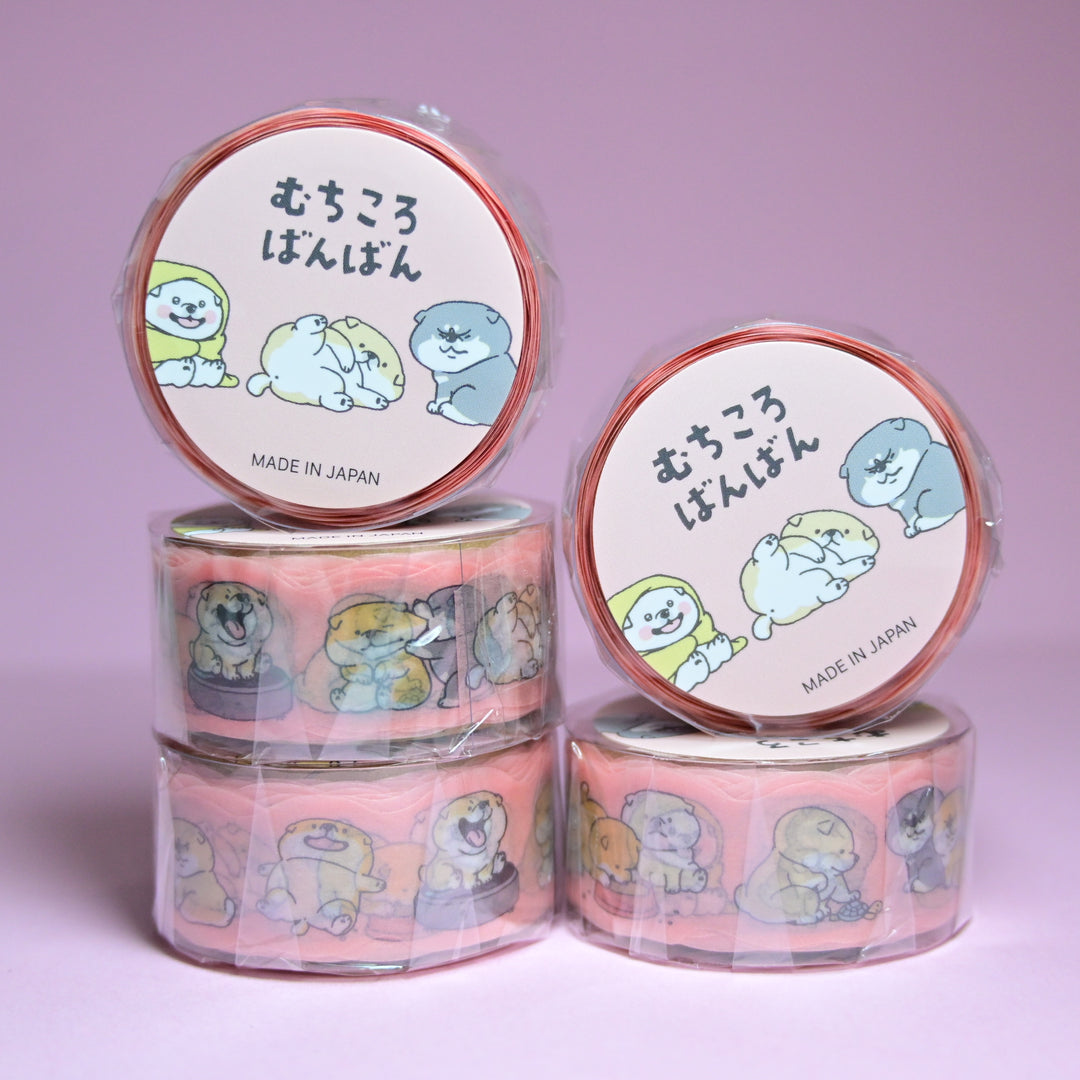 MINDWAVE Muchikorobanban Chubby Shiba Dog Cute Pink Masking Tape
