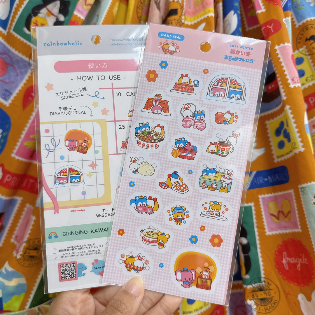 (DS008) Rainbowholic x Ochame Friends Cozy Winter Sticker Sheet