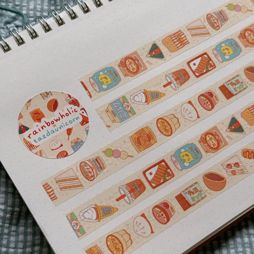 (MT138) Original Rainbowholic x Tazdaunicorn Konbini Food Washi Tape