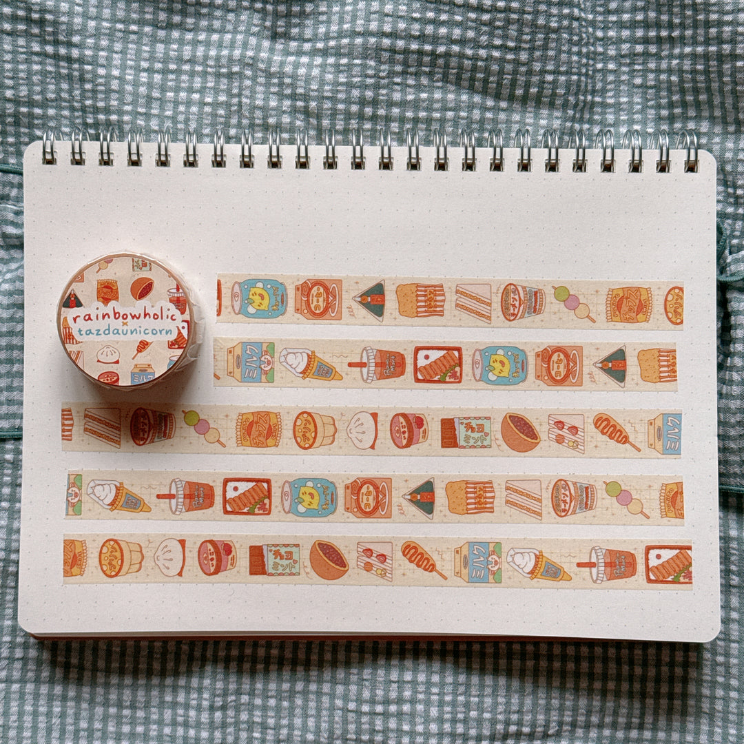(MT138) Original Rainbowholic x Tazdaunicorn Konbini Food Washi Tape