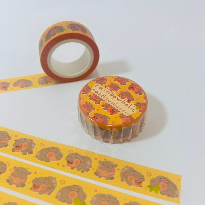 (MT118) Original Rainbowholic x Tazdaunicorn Kawaii Baby Hippo Washi Tape