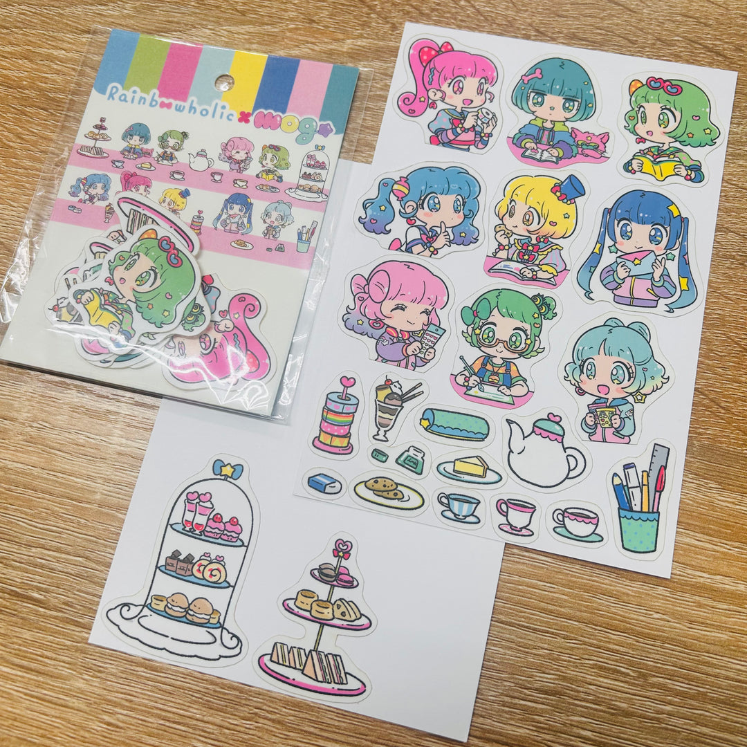 (FS012) Rainbowholic x mog Stationery Tea Party Flake Seal